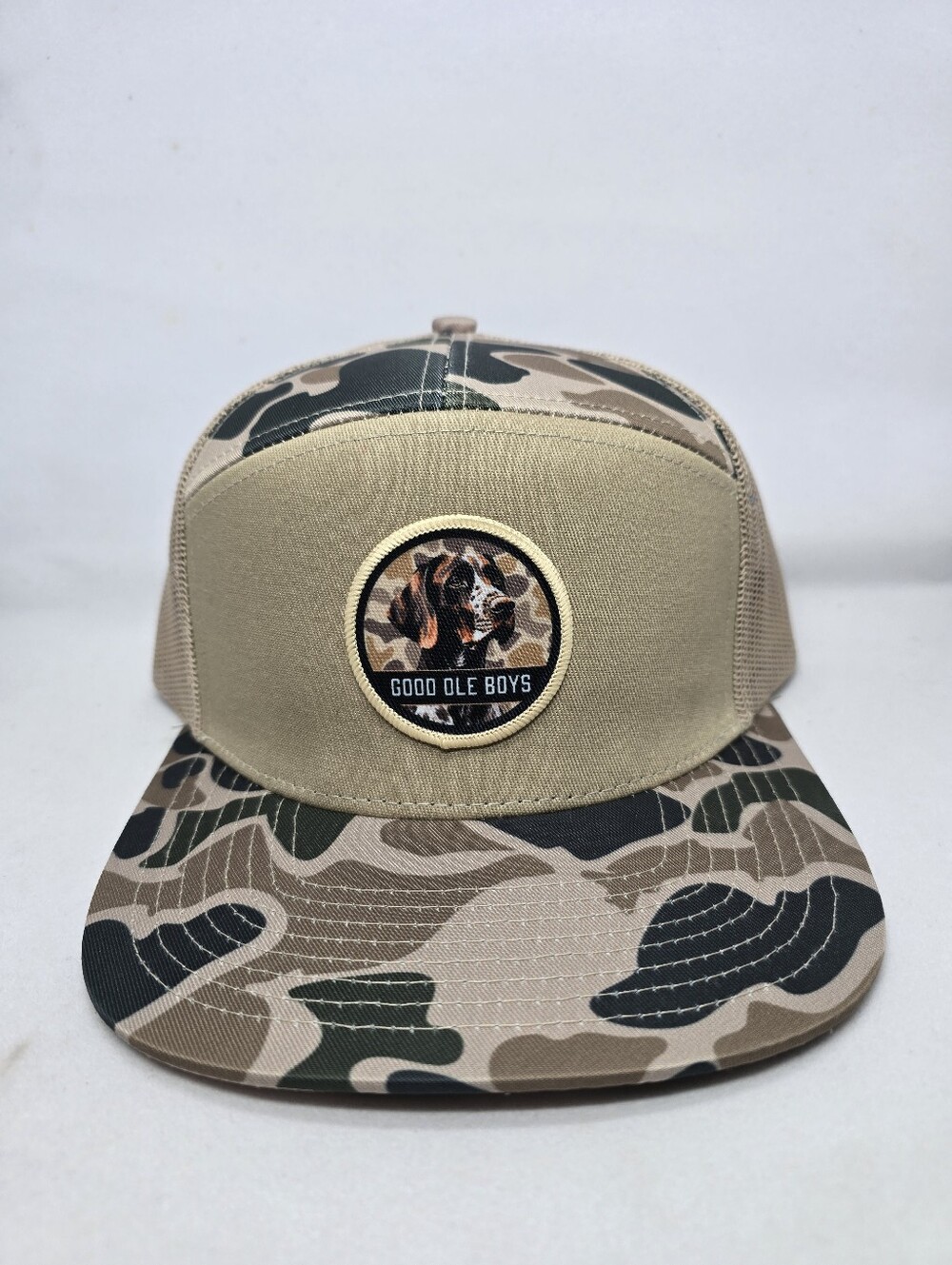 Good Ole Boys Camouflage Trucker Hat - Tan & Green Dog Patch Unisex